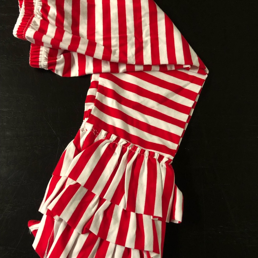 Red and White Striped and Ruffled Pants